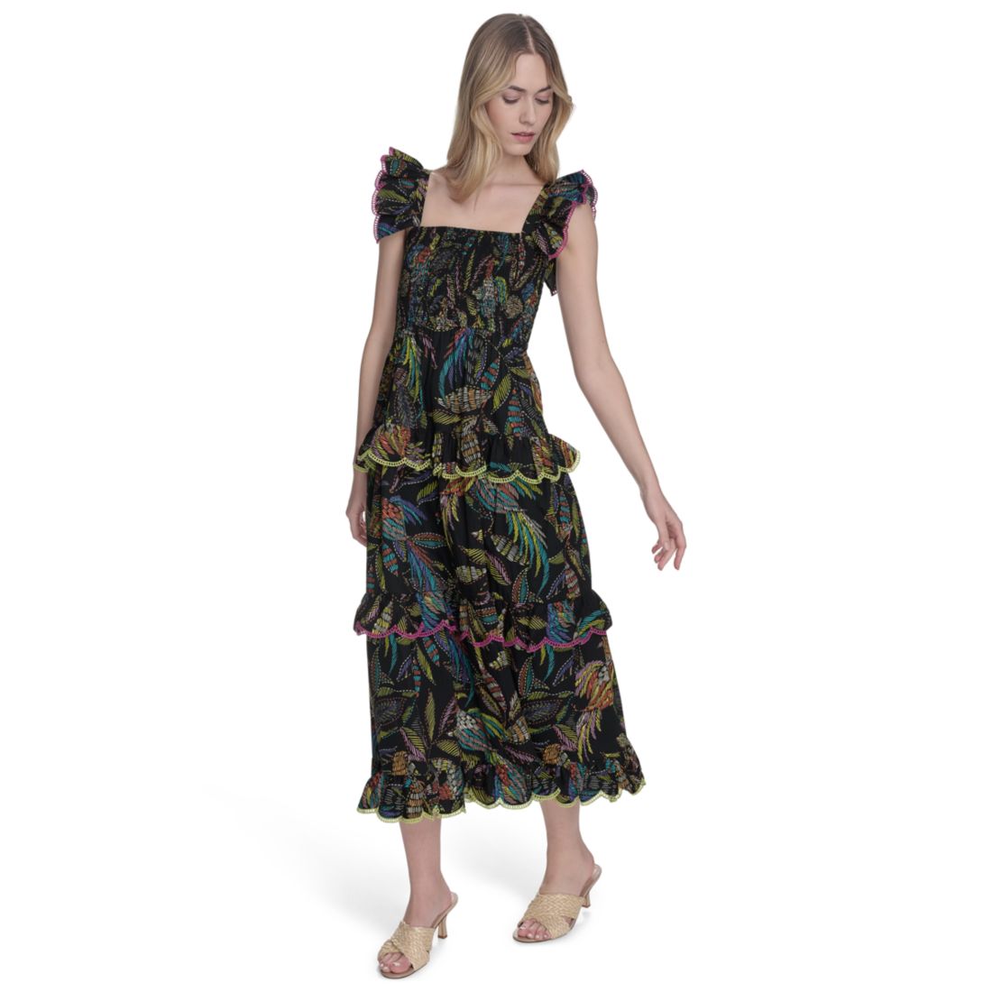 Vince Camuto Women's Cotton Printed Sleeveless Midi Dress