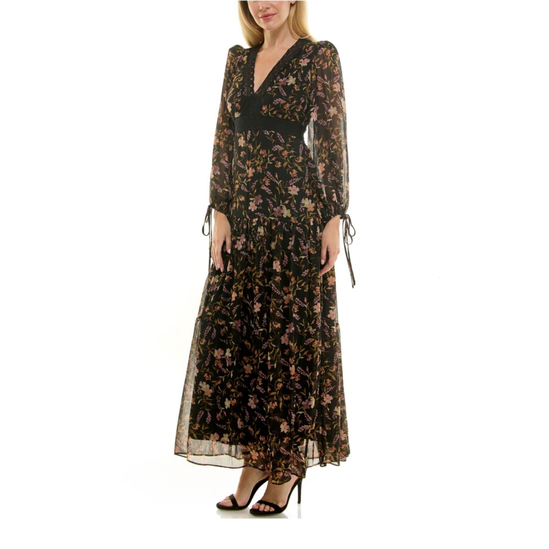 Taylor Women's Lace V-Neck Tiered Dress