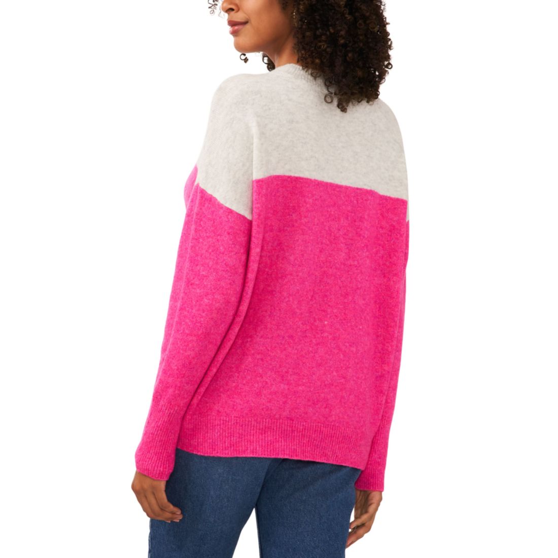 Vince Camuto Women's Cozy Extended Shoulder Color Blocked Sweater