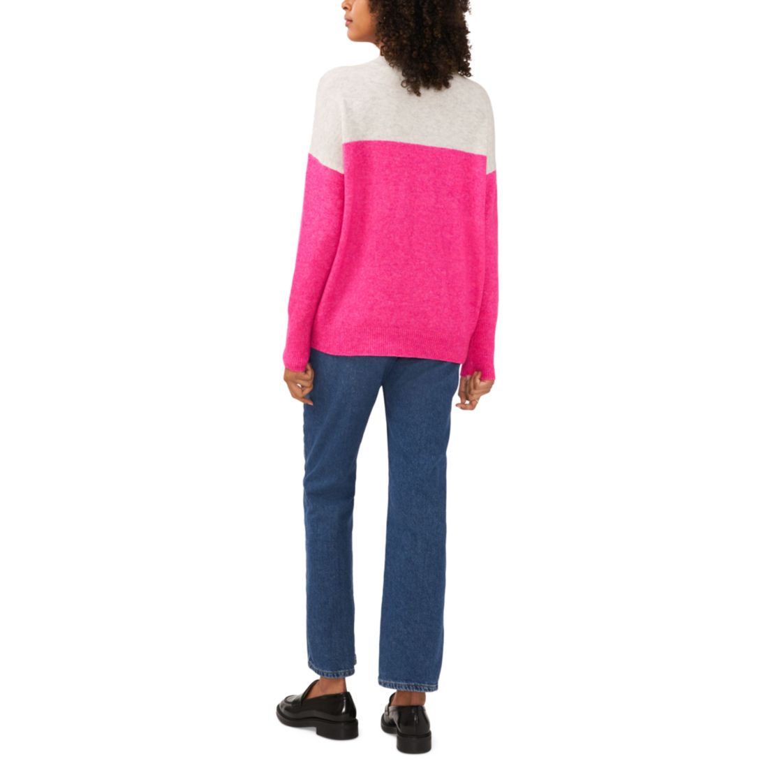 Vince Camuto Women's Cozy Extended Shoulder Color Blocked Sweater