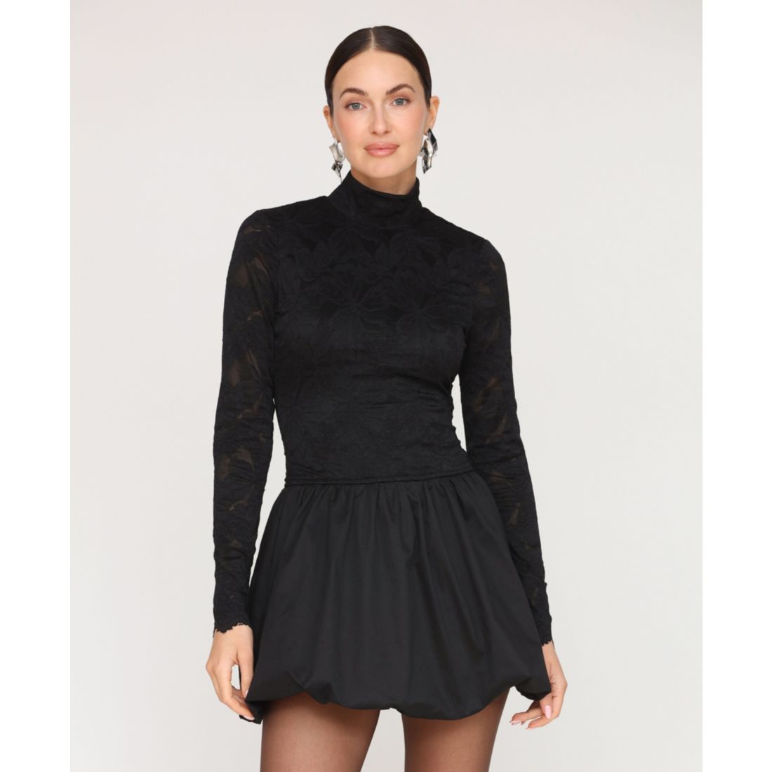 Avec Les Filles Women's Mock Neck Mini Dress