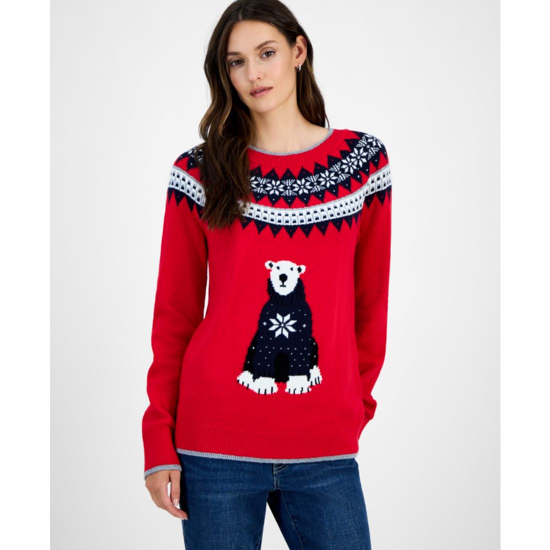 Tommy Hilfiger Women's Polar Bear Fair Isle Sweater