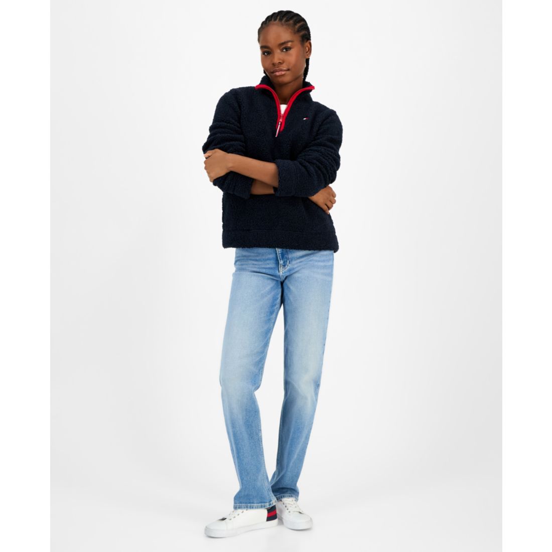 Tommy Hilfiger Women's Quarter-Zip Faux-Sherpa Jacket