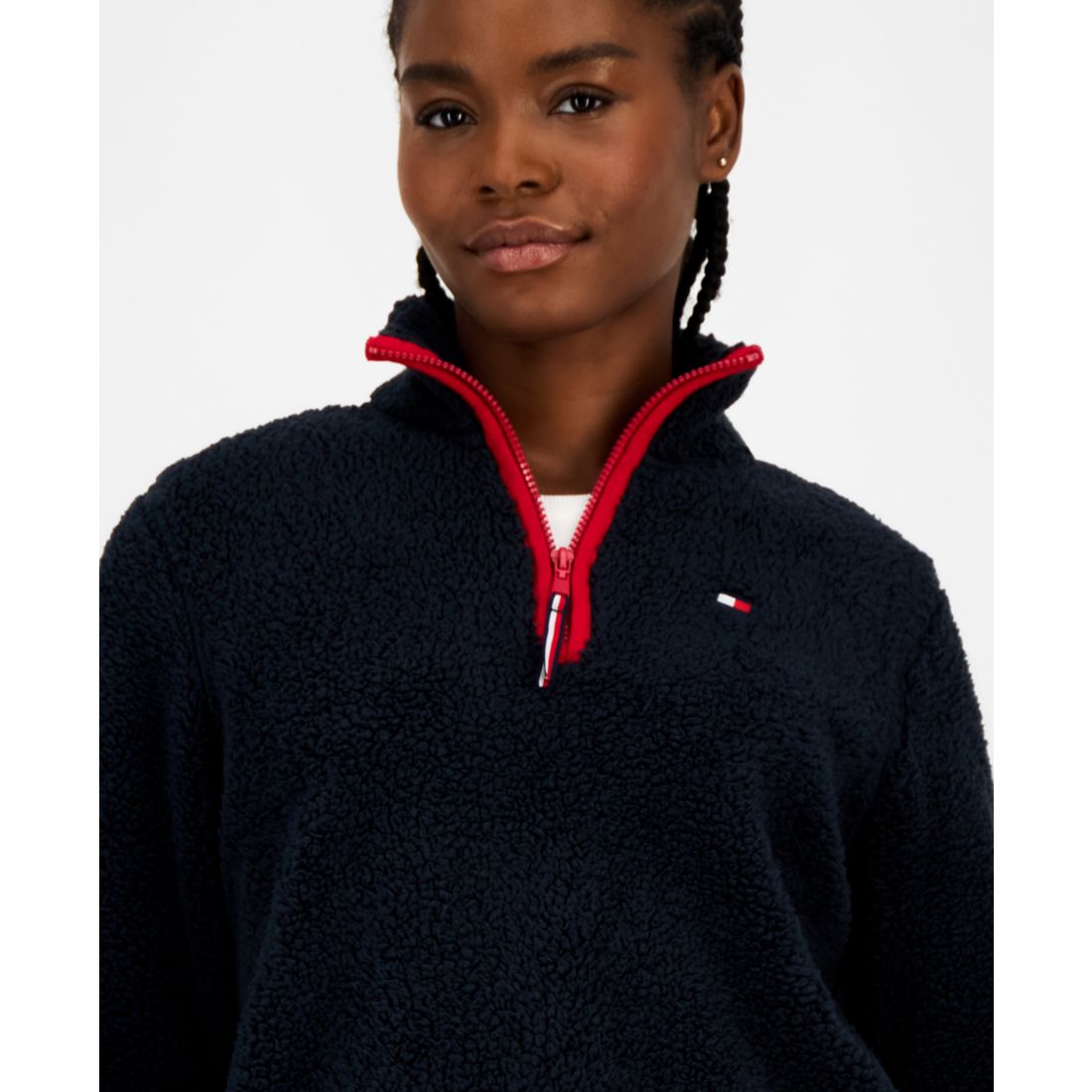 Tommy Hilfiger Women's Quarter-Zip Faux-Sherpa Jacket