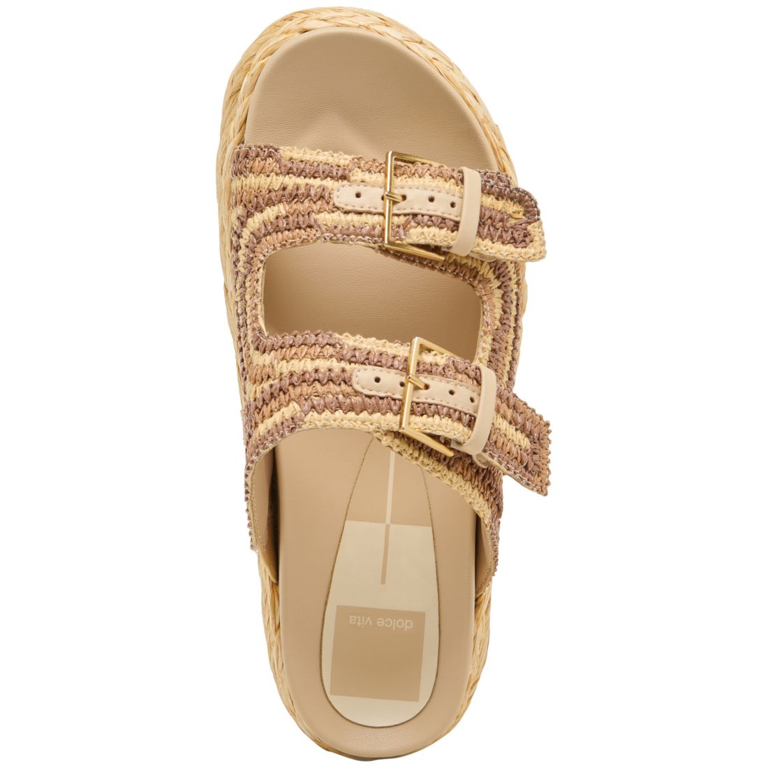 Dolce Vita Women's Falyn Platform Double Buckle Raffia Woven Footbed Sandals