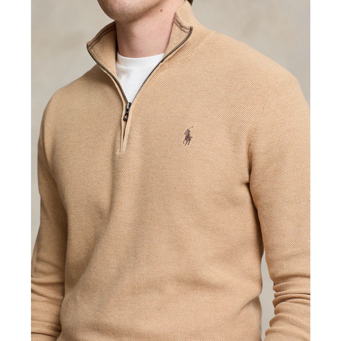 Polo Ralph Lauren Men's Mesh-Knit Cotton Quarter-Zip Sweater