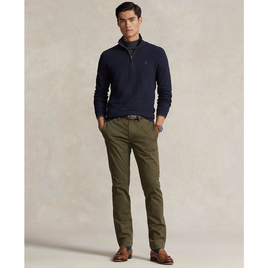 Polo Ralph Lauren Men's Mesh-Knit Cotton Quarter-Zip Sweater