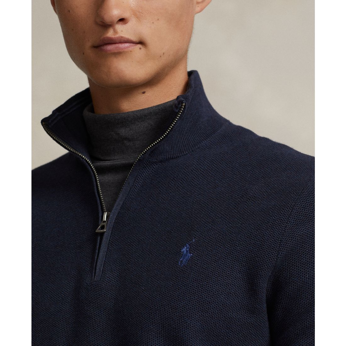 Polo Ralph Lauren Men's Mesh-Knit Cotton Quarter-Zip Sweater