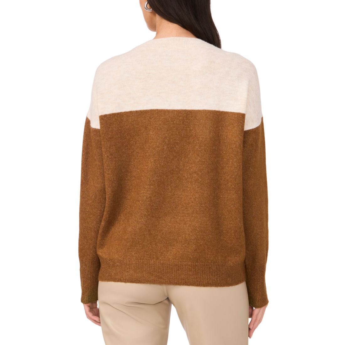 Vince Camuto Women's Cozy Extended Shoulder Color Blocked Sweater