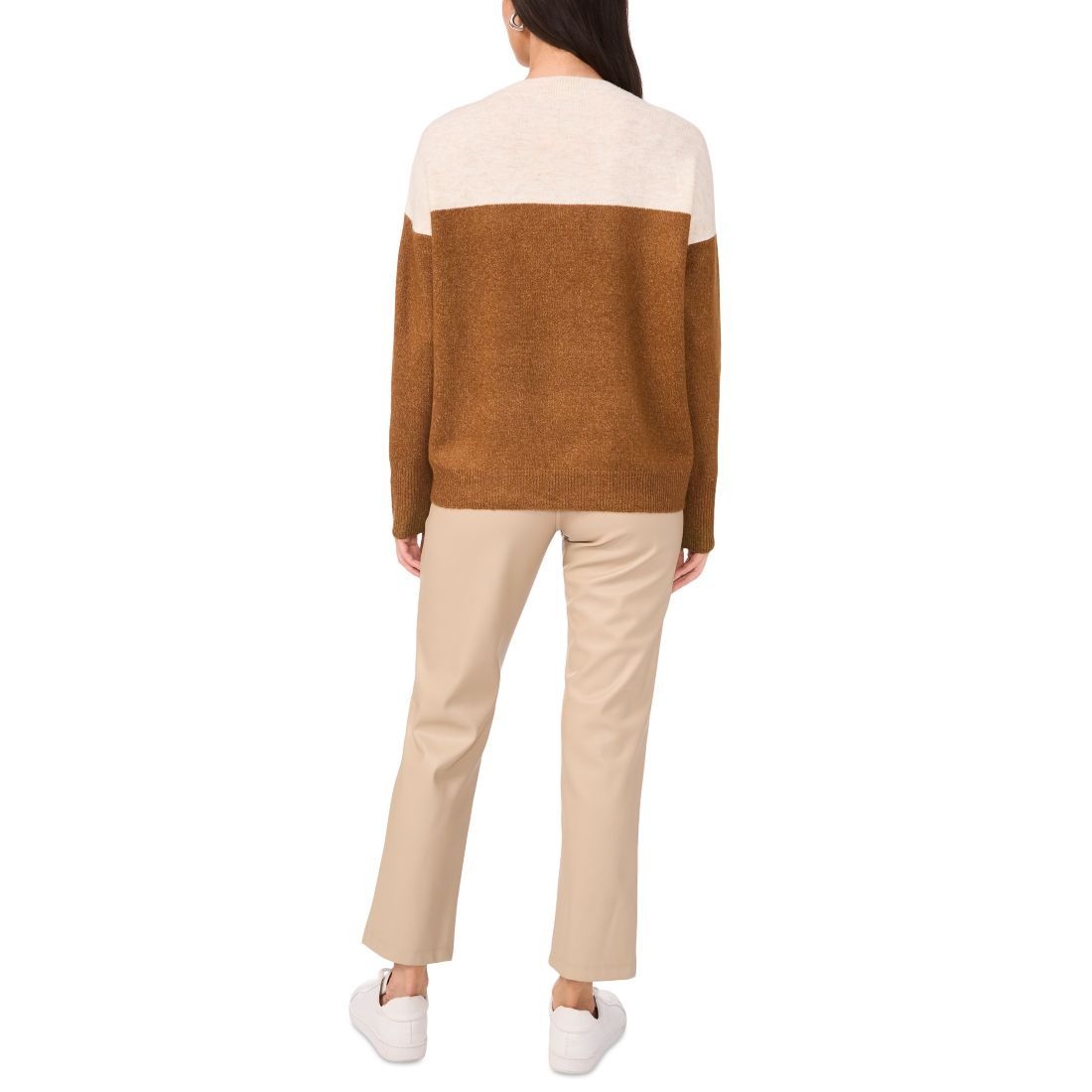 Vince Camuto Women's Cozy Extended Shoulder Color Blocked Sweater