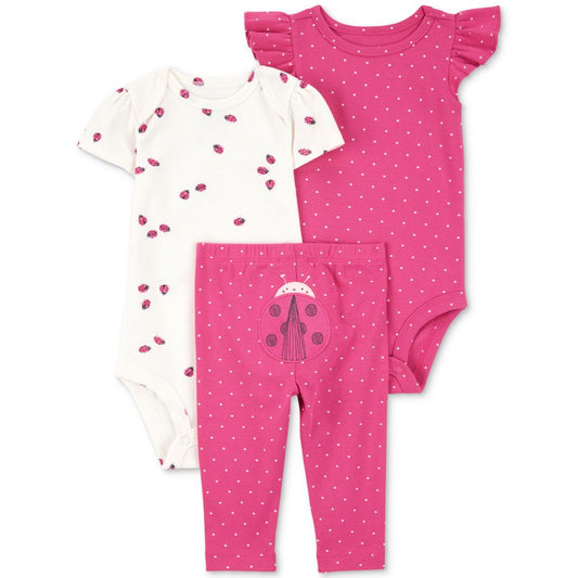 Carter's Baby Girls Ladybug Little Character Cotton Bodysuits & Pants, 3 Piece Set