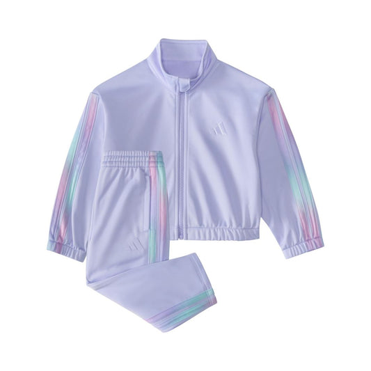 adidas Baby Girls 2-Piece Long Sleeve Printed 3-Stripe Fashion Tricot Jacket & Pant Set