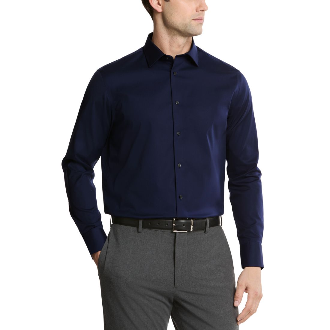 Calvin Klein Men's Refined Cotton Stretch Regular Fit Dress Shirt