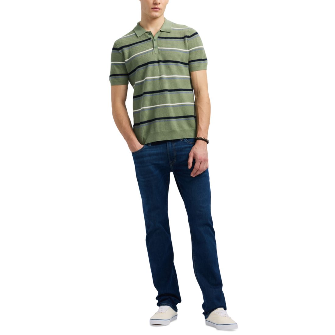 Men's Winder Short Sleeve Striped Polo Sweater