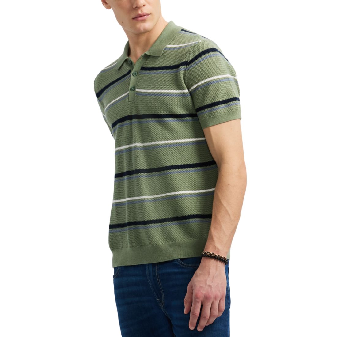 Men's Winder Short Sleeve Striped Polo Sweater
