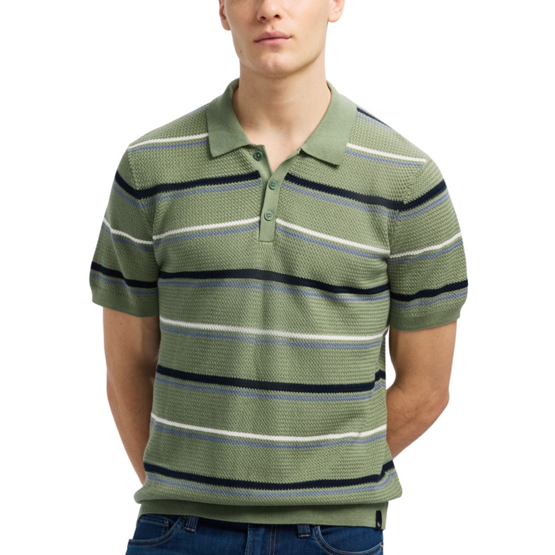 Men's Winder Short Sleeve Striped Polo Sweater