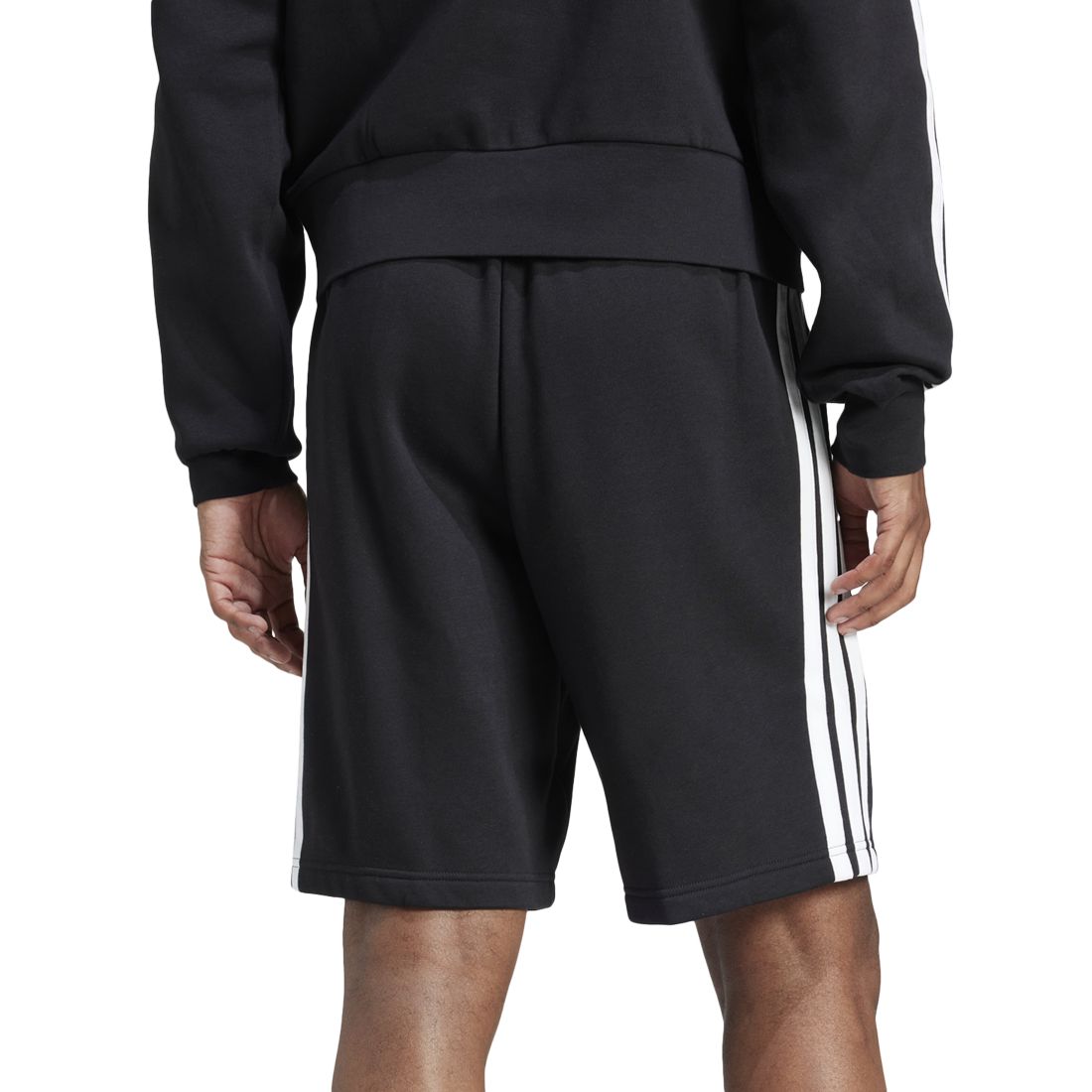adidas Men's Essential Three Stripes Fleece Shorts - Black / Wht