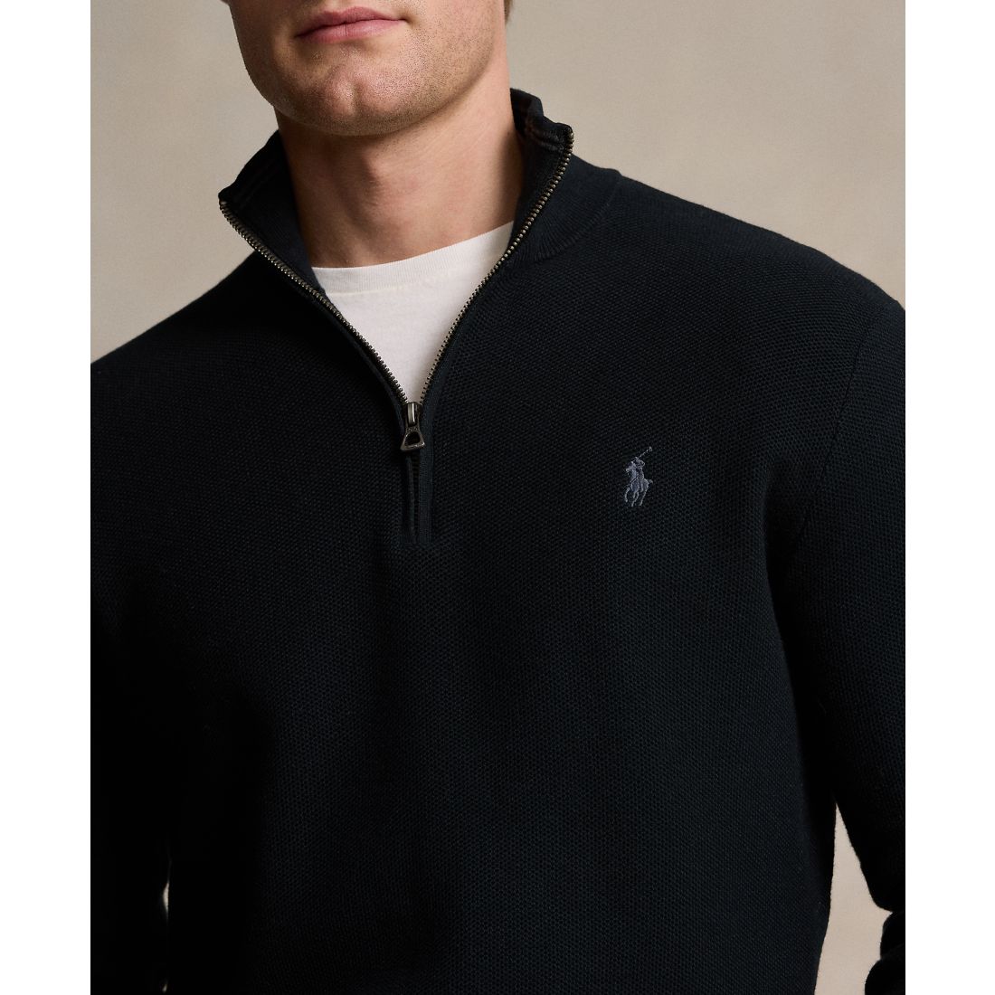 Polo Ralph Lauren Men's Mesh-Knit Cotton Quarter-Zip Sweater