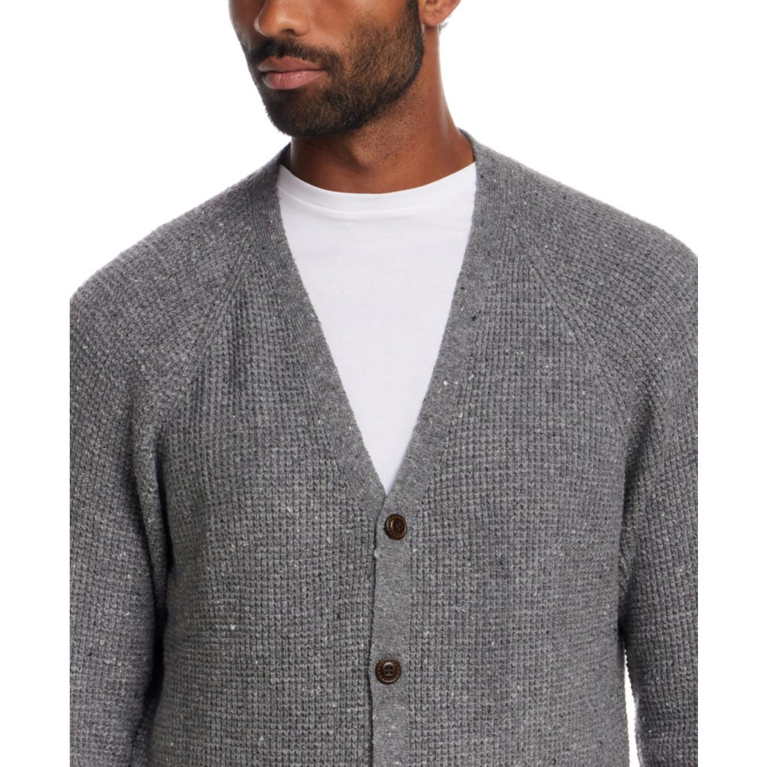 Weatherproof Vintage Men's Waffle Donegal Cardigan Sweater