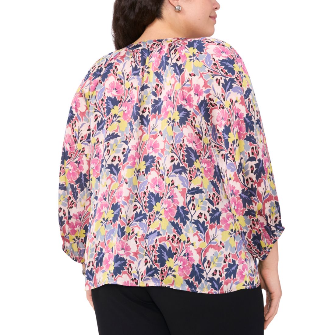 Vince Camuto Plus Size Printed Raglan-Sleeve Blouse
