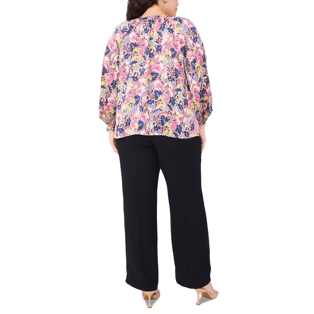 Vince Camuto Plus Size Printed Raglan-Sleeve Blouse
