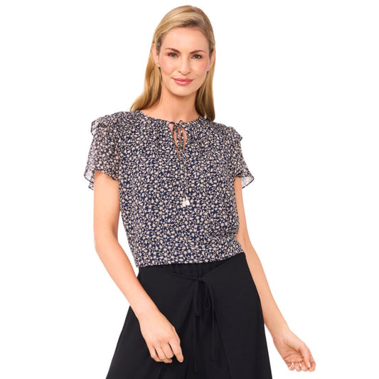 CeCe Women's Tie-Neck Ruffle-Sleeve Blouse