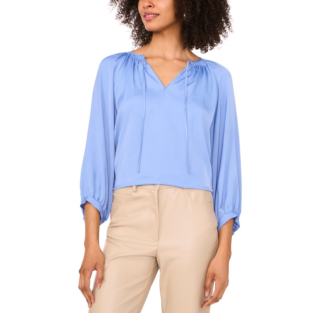 Vince Camuto Women's Tie-Neck Peasant-Sleeve Blouse