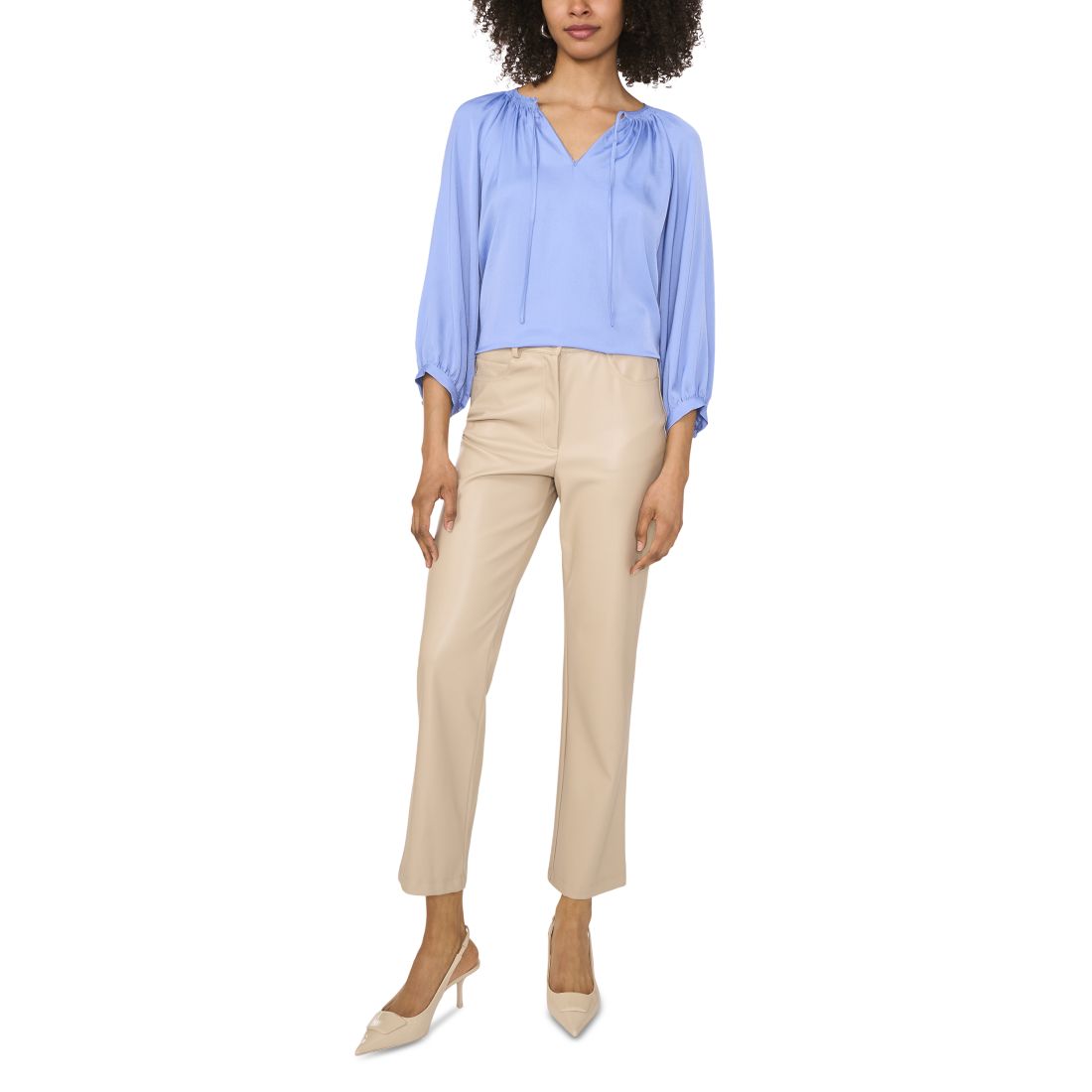 Vince Camuto Women's Tie-Neck Peasant-Sleeve Blouse