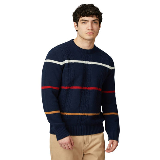 Ben Sherman Men's Cable Stripe Crew Neck Sweater