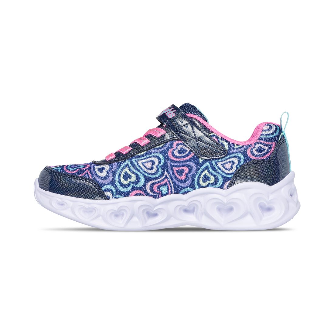 Skechers Little Girls Heart Lights - Boogie Love Stay-Put Light-Up Casual Sneakers from Finish Line - Navy, Multi