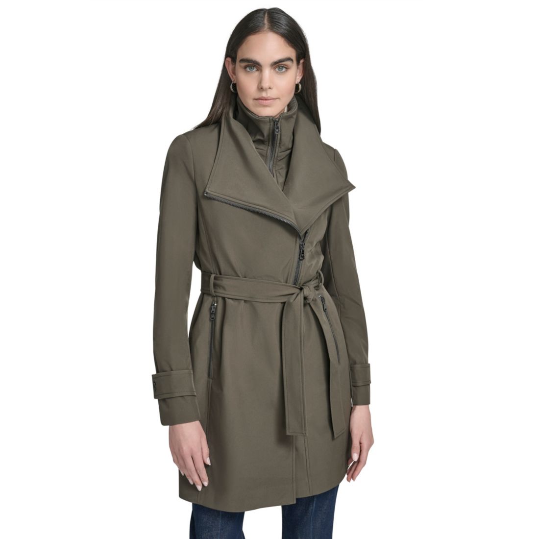 Calvin Klein Women's Long Sleeve Belted Wrap Coat