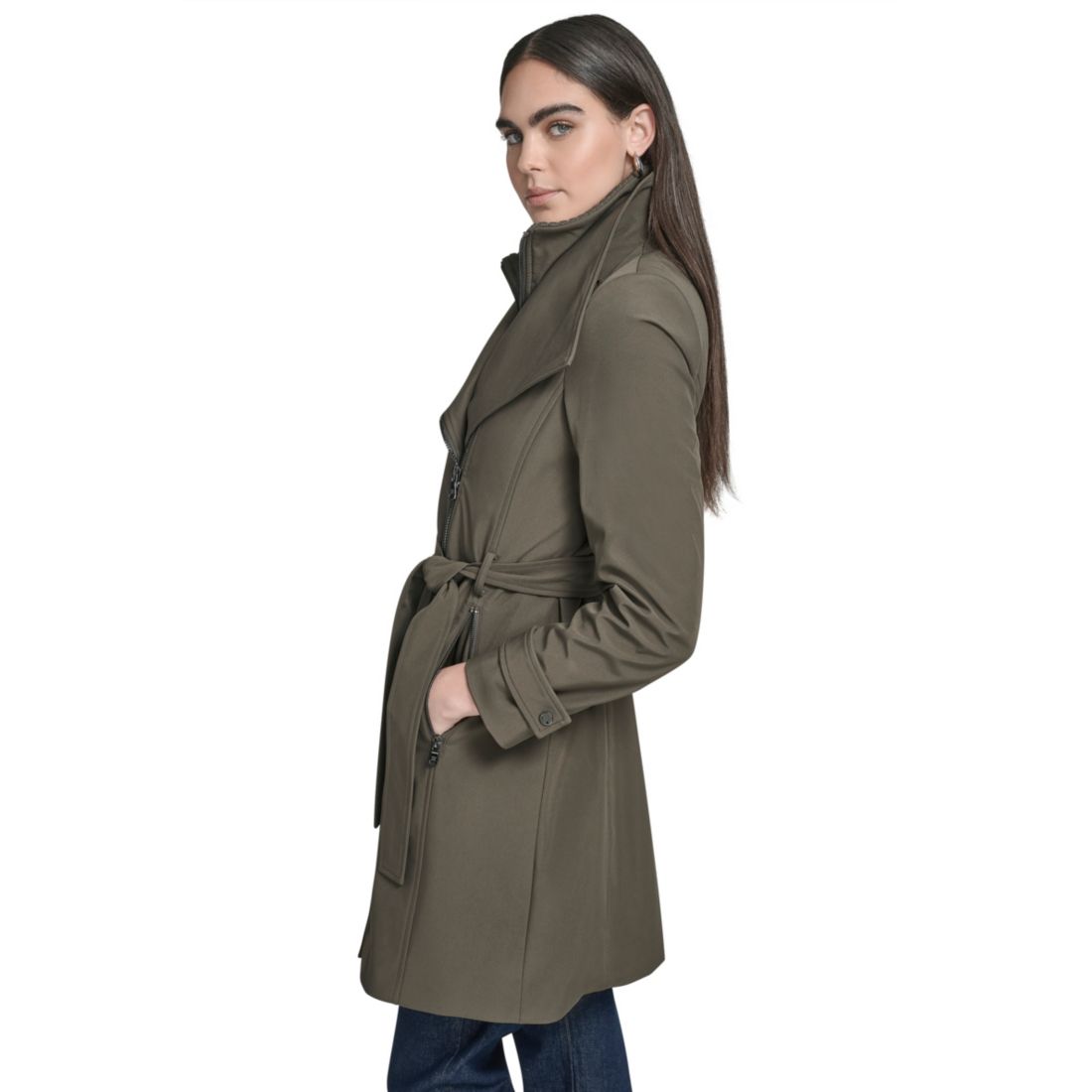 Calvin Klein Women's Long Sleeve Belted Wrap Coat