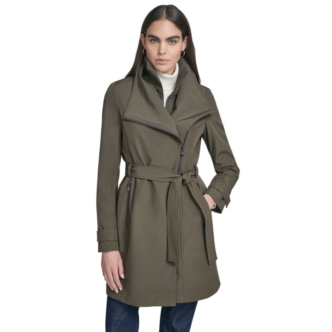 Calvin Klein Women's Long Sleeve Belted Wrap Coat
