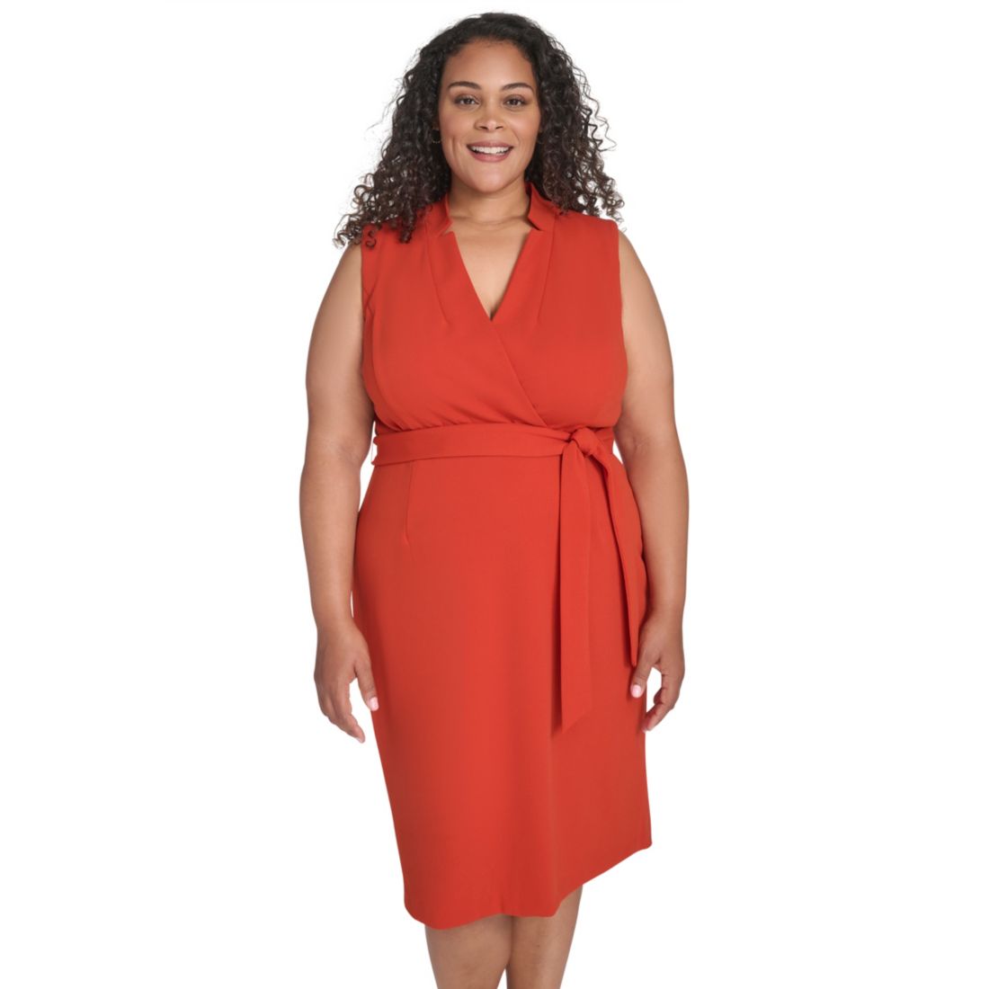 Calvin Klein Plus Size Belted Midi Dress