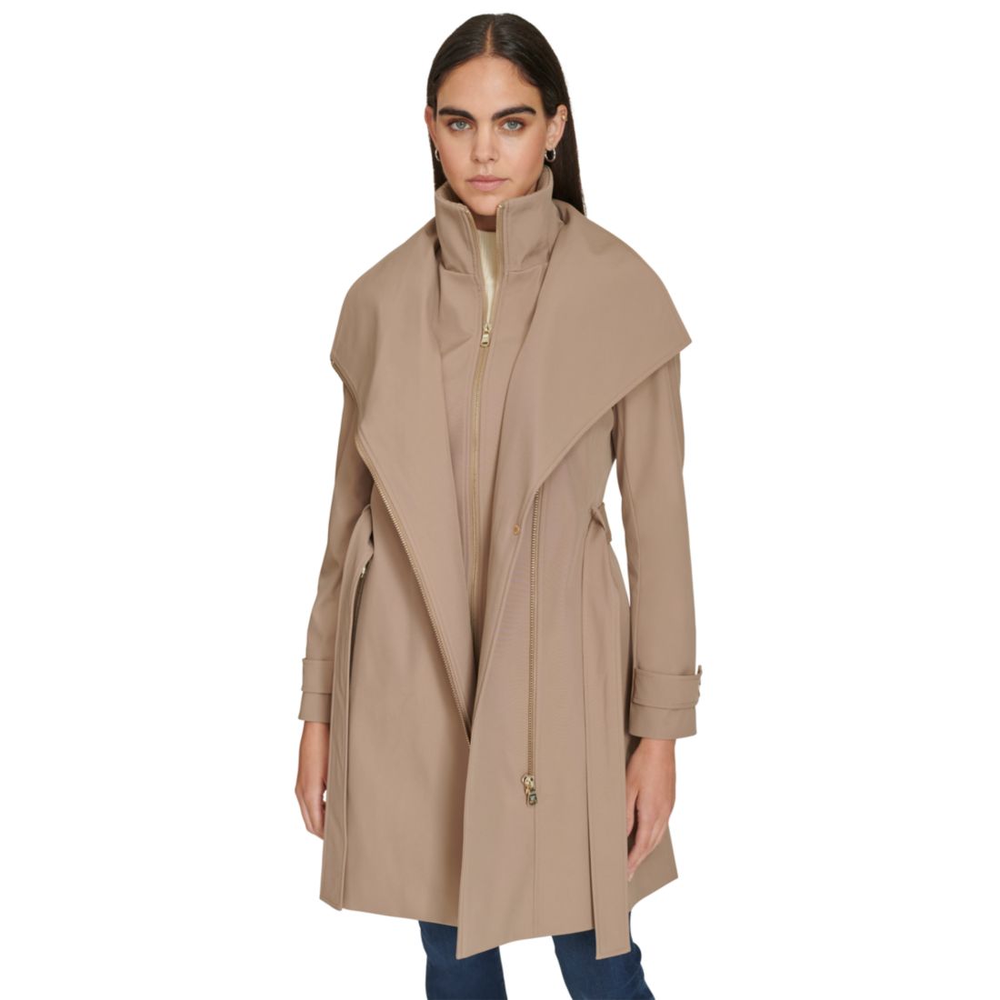 Calvin Klein Women's Long Sleeve Belted Wrap Coat