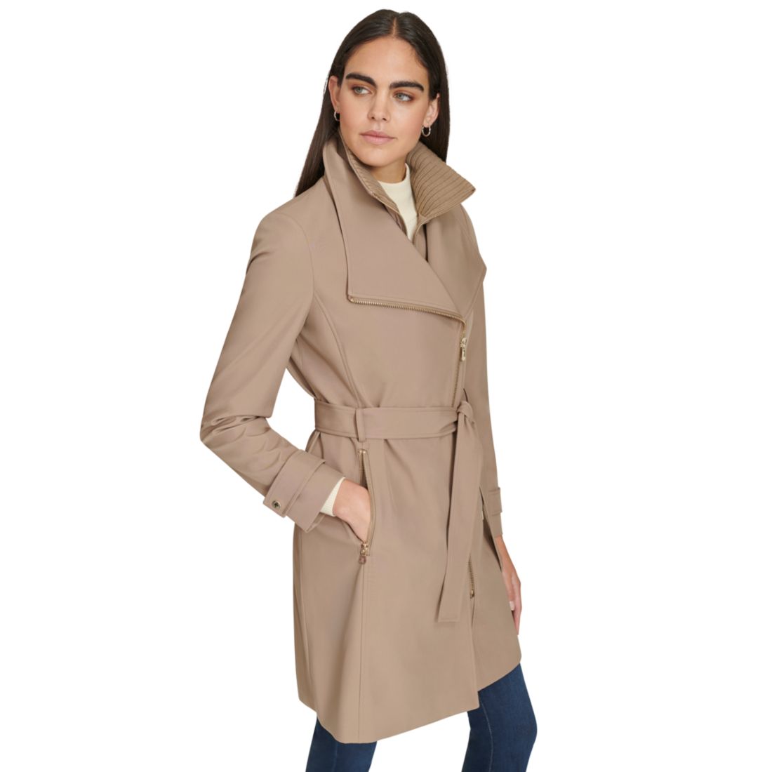 Calvin Klein Women's Long Sleeve Belted Wrap Coat