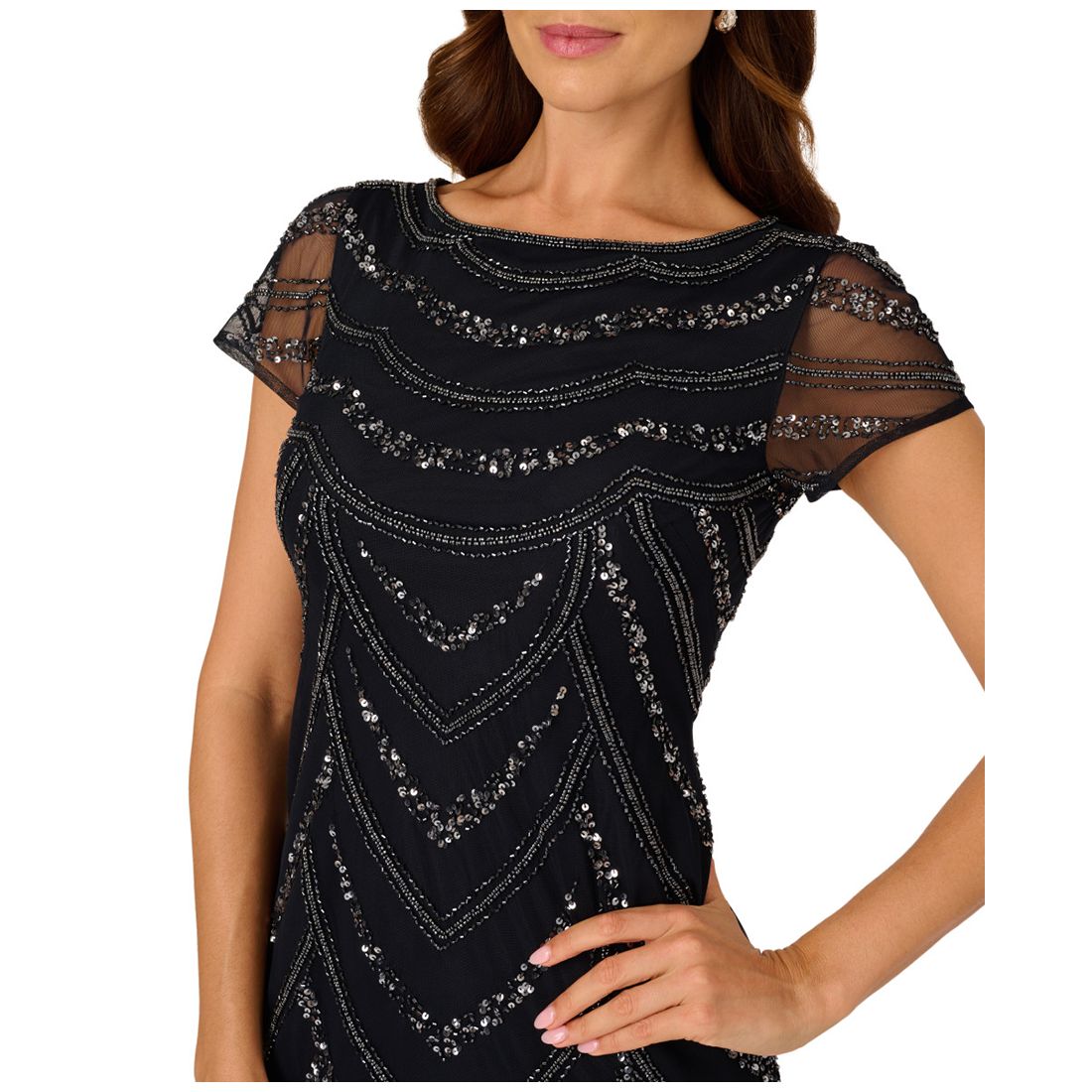 Adrianna Papell Women's Beaded Cap-Sleeve Sheath Dress