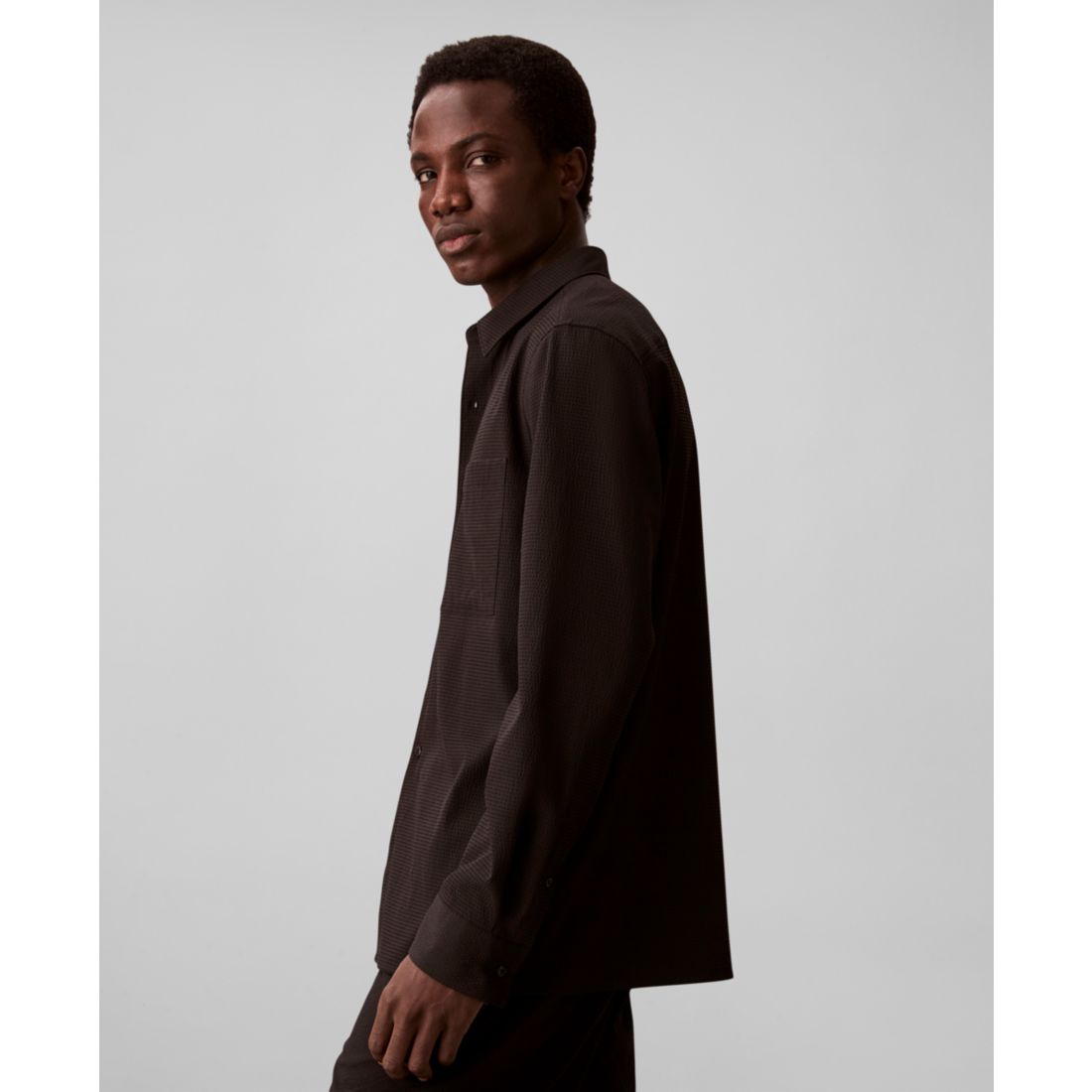 Calvin Klein Men's Collared Neck Long-Sleeve Shirt