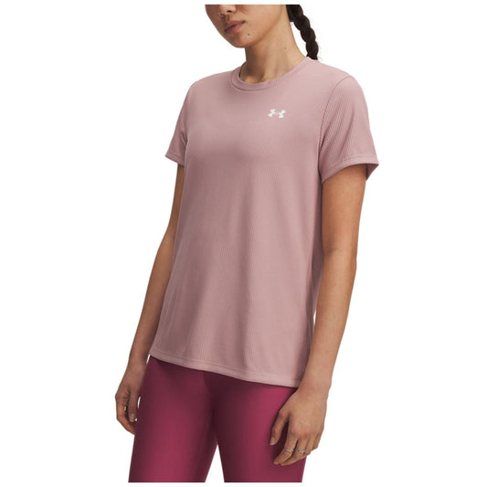 Under Armour Women's Ua Tech Rib Short-Sleeve T-Shirt - Tourmaline Pink / / White