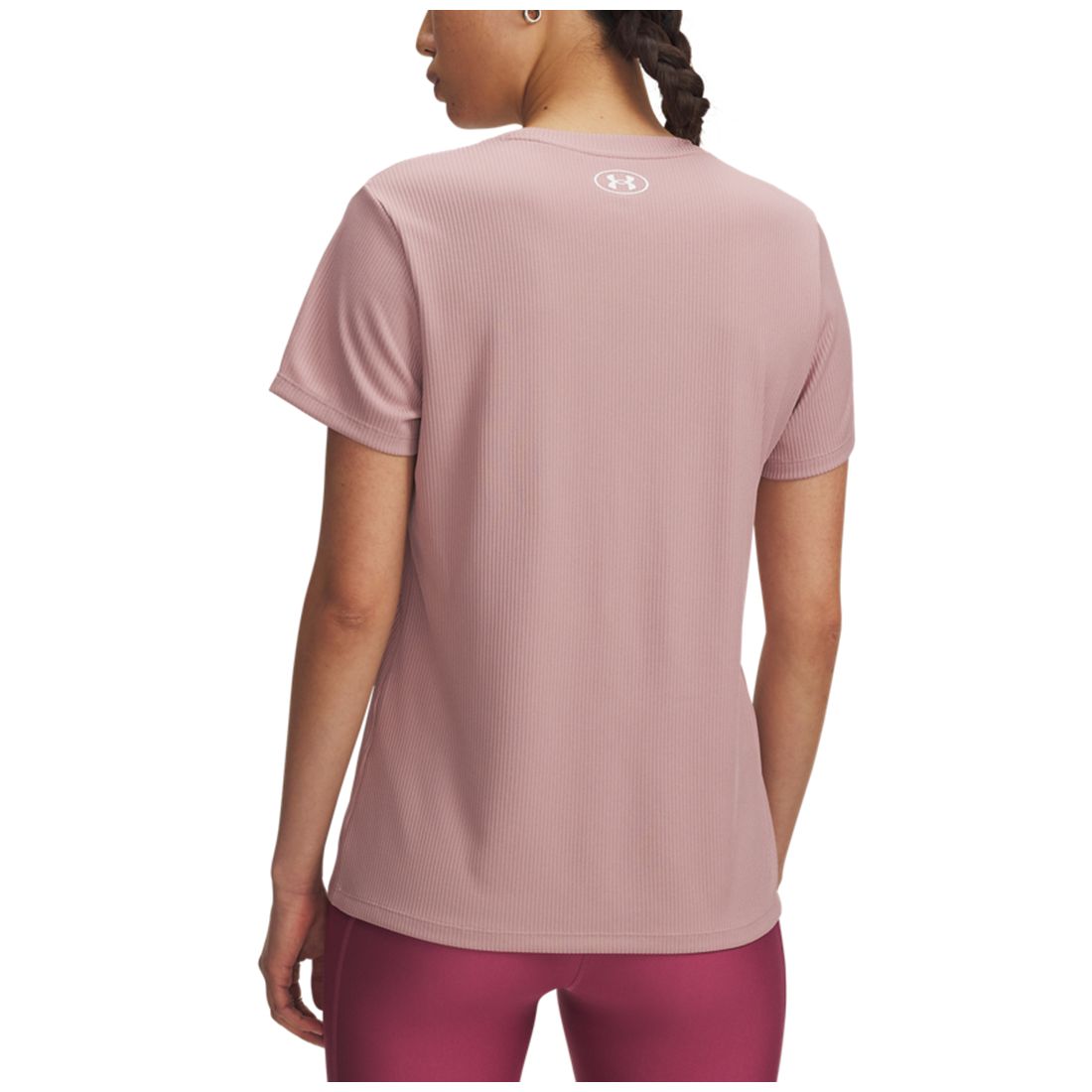 Under Armour Women's Ua Tech Rib Short-Sleeve T-Shirt - Tourmaline Pink / / White
