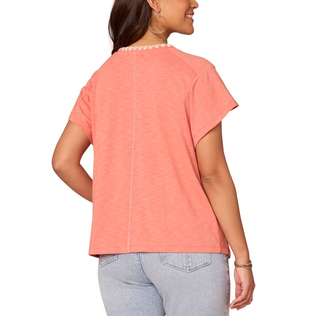 Democracy Women's Embroidered-Pocket Short-Sleeve T-Shirt