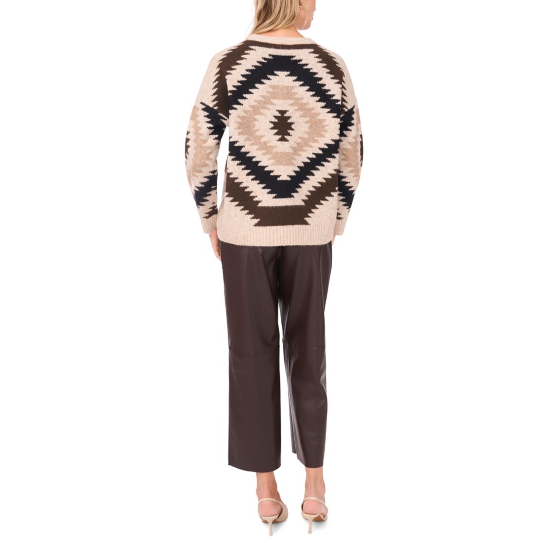 Vince Camuto Women's Aztec Pattern Crewneck Sweater