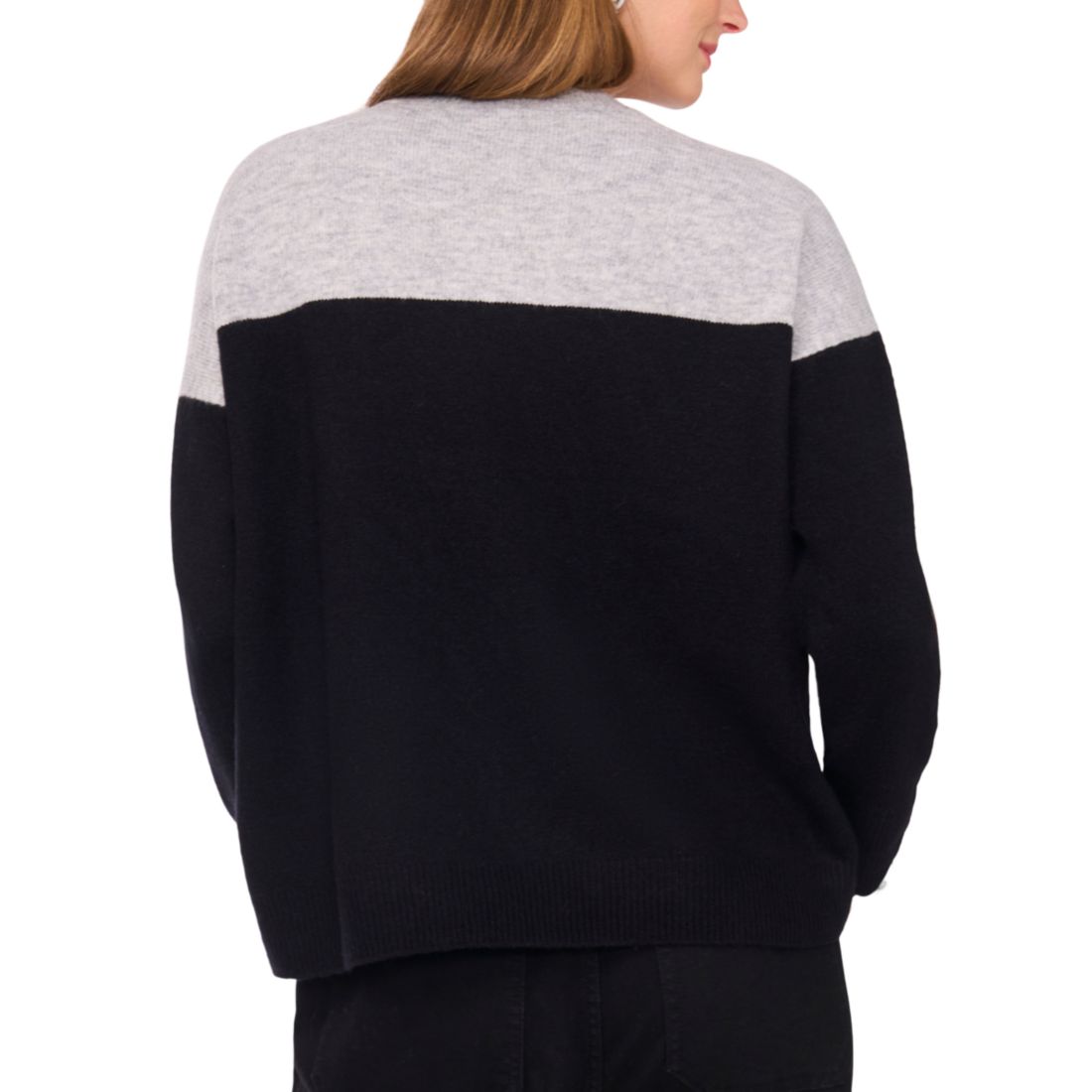 Vince Camuto Women's Cozy Extended Shoulder Color Blocked Sweater