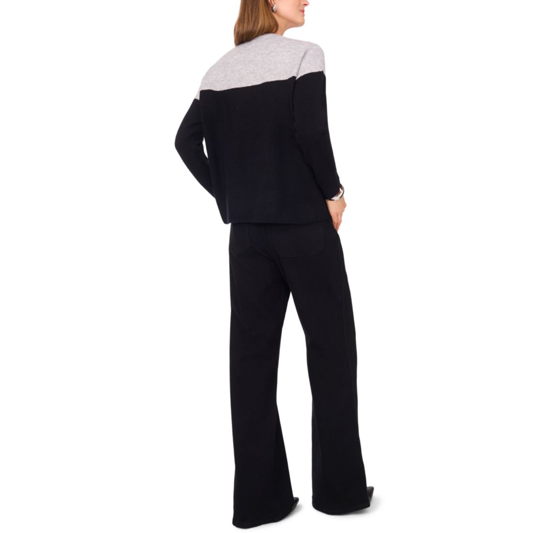 Vince Camuto Women's Cozy Extended Shoulder Color Blocked Sweater