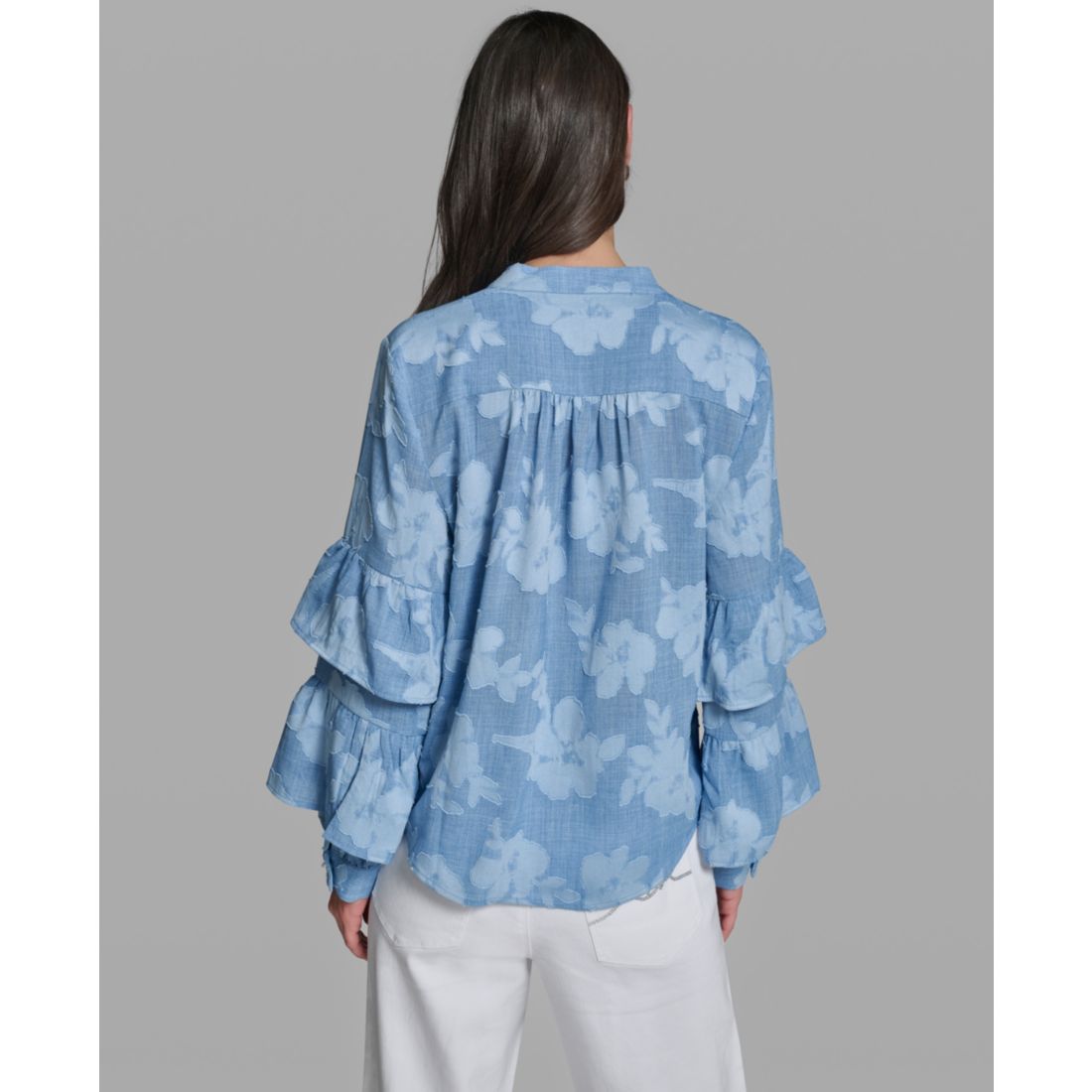 Karl Lagerfeld Paris Women's Long-Sleeve Mock Neck Shirt