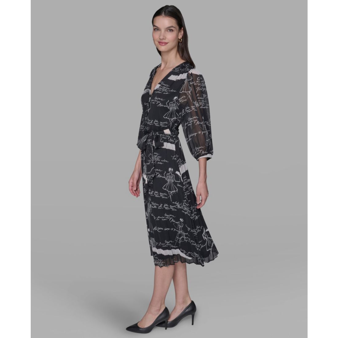 Karl Lagerfeld Paris Women's Surplice Chiffon Shirtdress