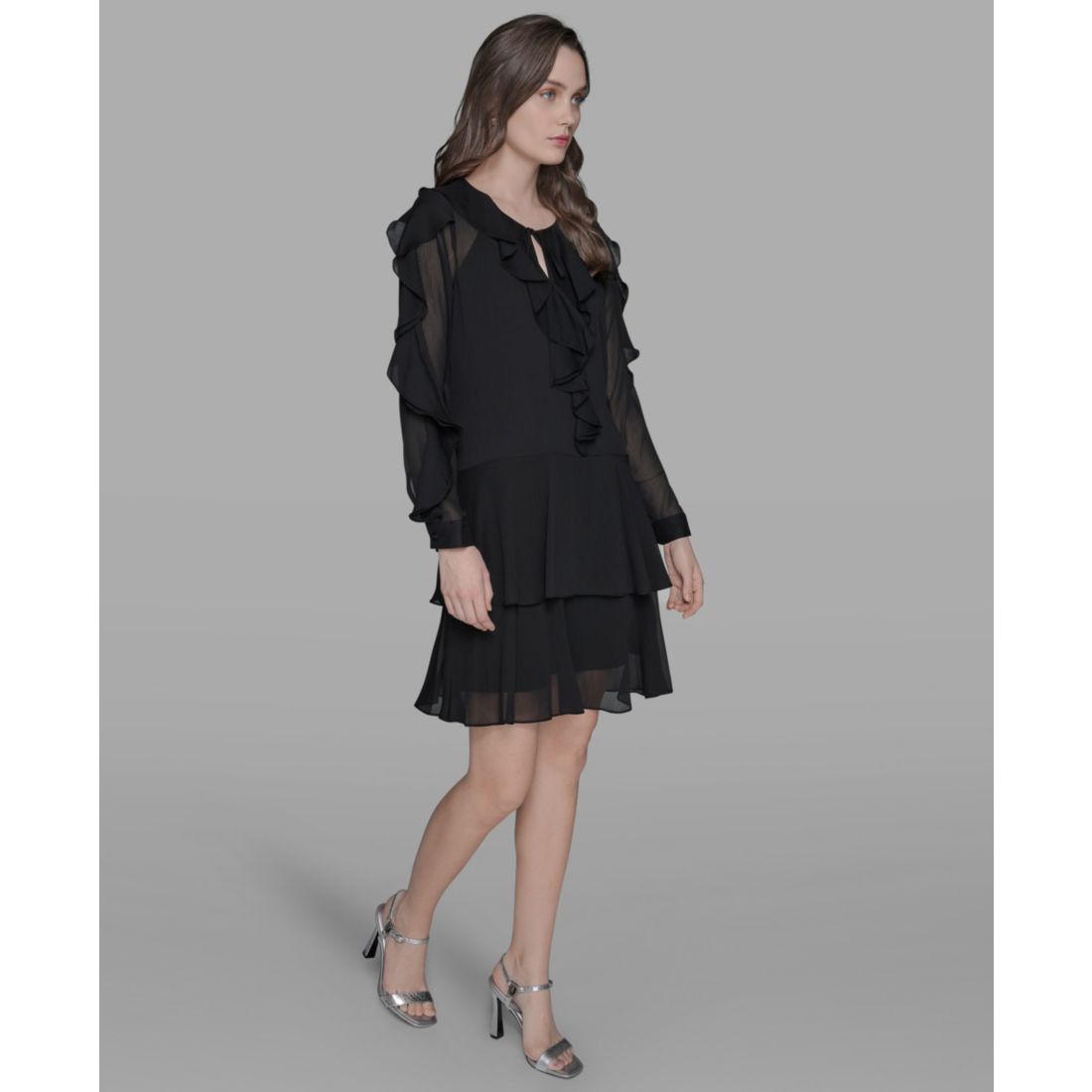 Karl Lagerfeld Paris Women's Layered Ruffle Dress