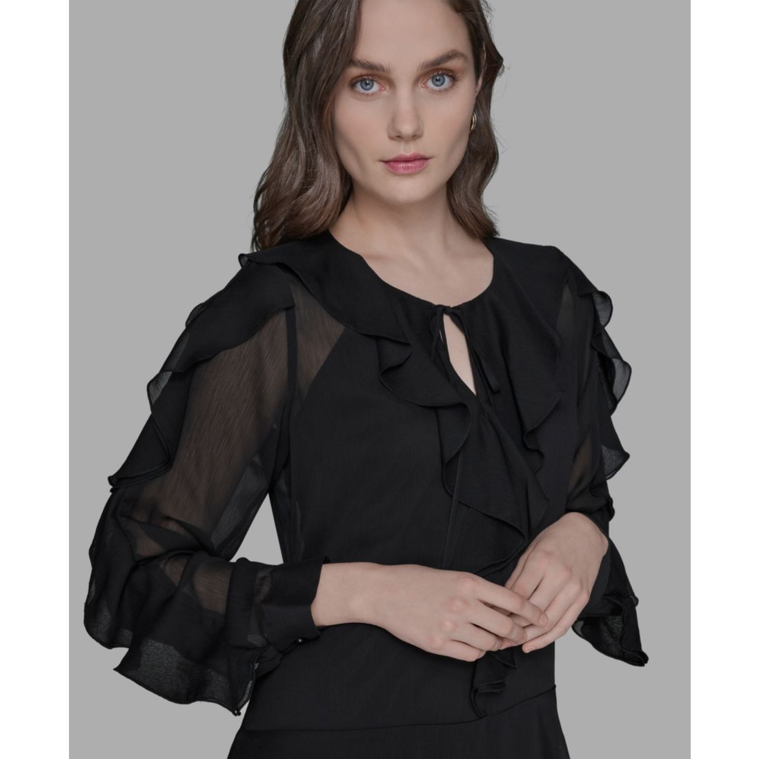 Karl Lagerfeld Paris Women's Layered Ruffle Dress