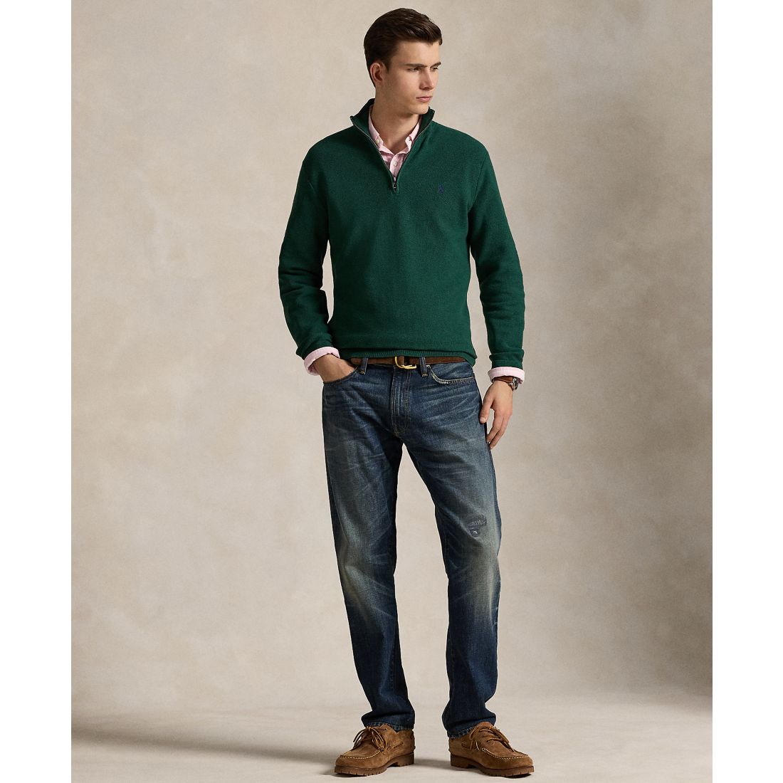 Polo Ralph Lauren Men's Mesh-Knit Cotton Quarter-Zip Sweater