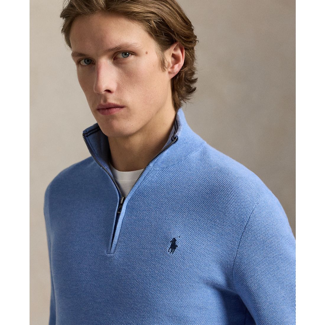 Polo Ralph Lauren Men's Mesh-Knit Cotton Quarter-Zip Sweater